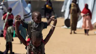 Two Sudanese children in the Tine refugee camp,